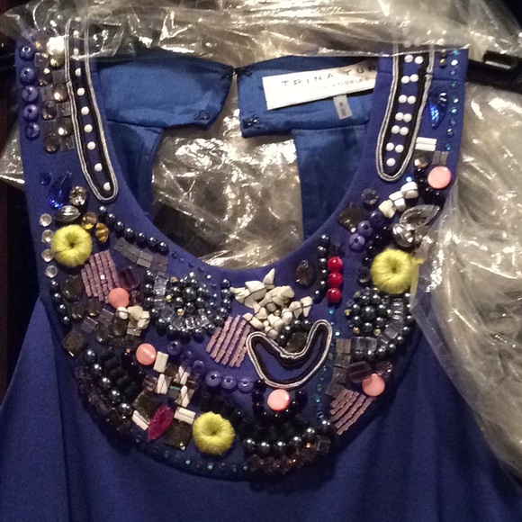 Trina Turk royal blue stretch dress, bling, sequin, 8, nwt - Picture 2 of 7